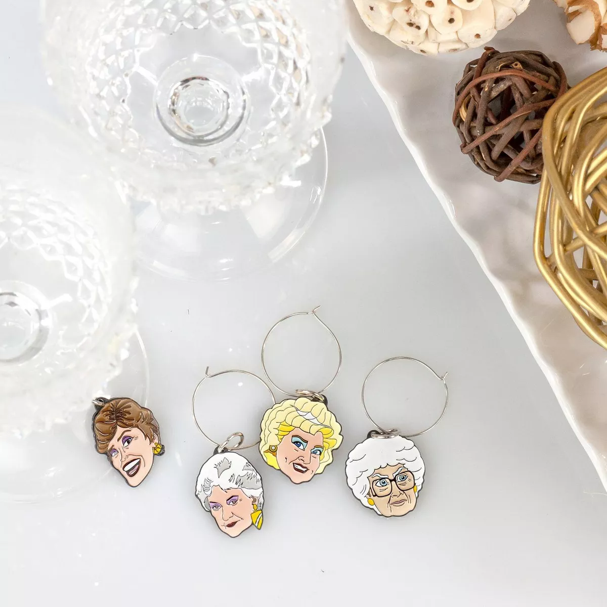 Just Funky Golden Girls Wine Charms, Set of 4