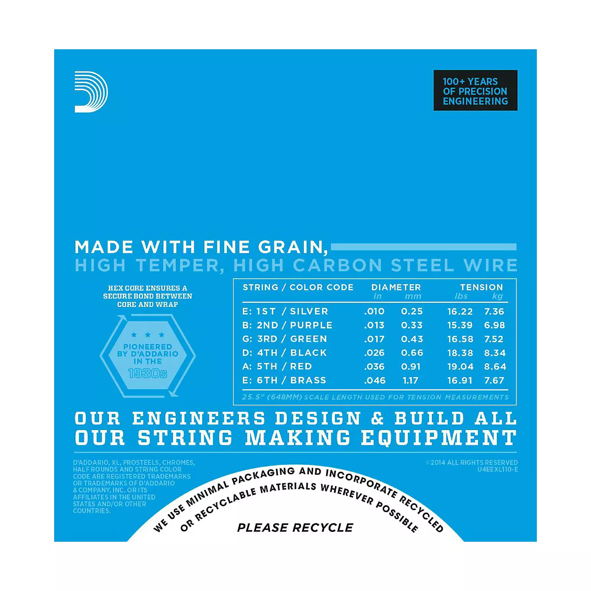 D'Addario EXL110-E Bonus Pack: Light Electric Guitar Strings with Bonus High E String (10-46)