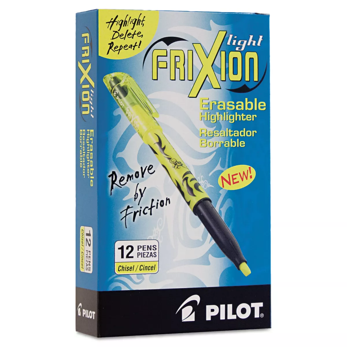 Pilot Frixion Lite Erasable Highlighter Yellow Ink Chisel Dozen 46502