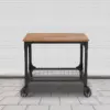 Emma and Oliver Industrial Rustic Wood Grain Kitchen Bar Cart w/ Wire Rack Bottom