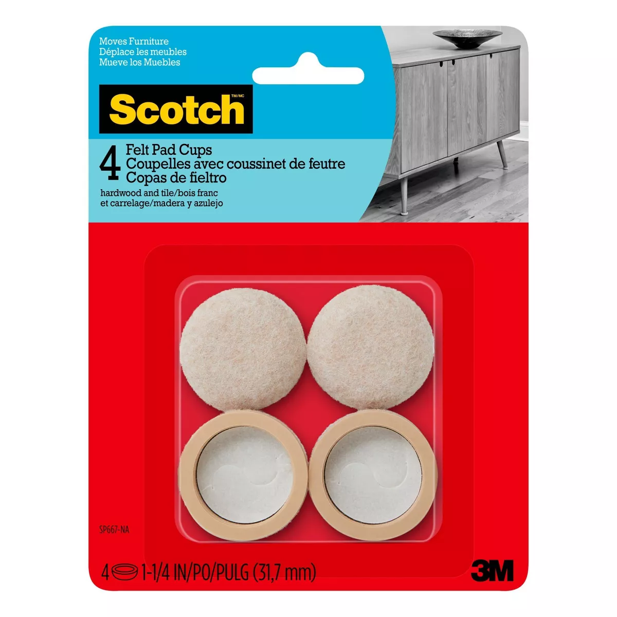 Scotch 4pk Felt Pad Cups