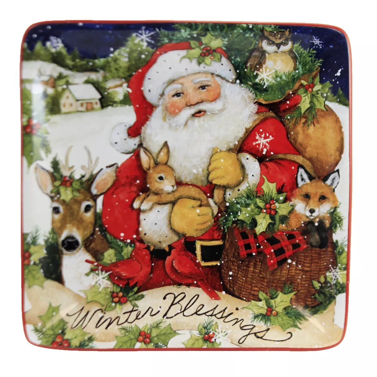 Tabletop 6.0" Magic Christmas Santa Canape Plates Holiday Certified International - Dining Plates