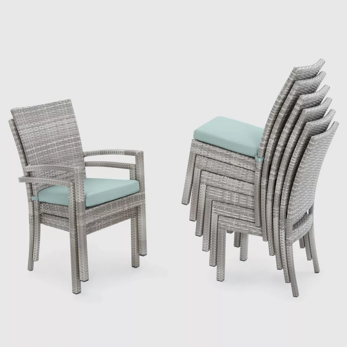 Cannes 9pc Dining Seating Set in Spa Blue - RST Brands