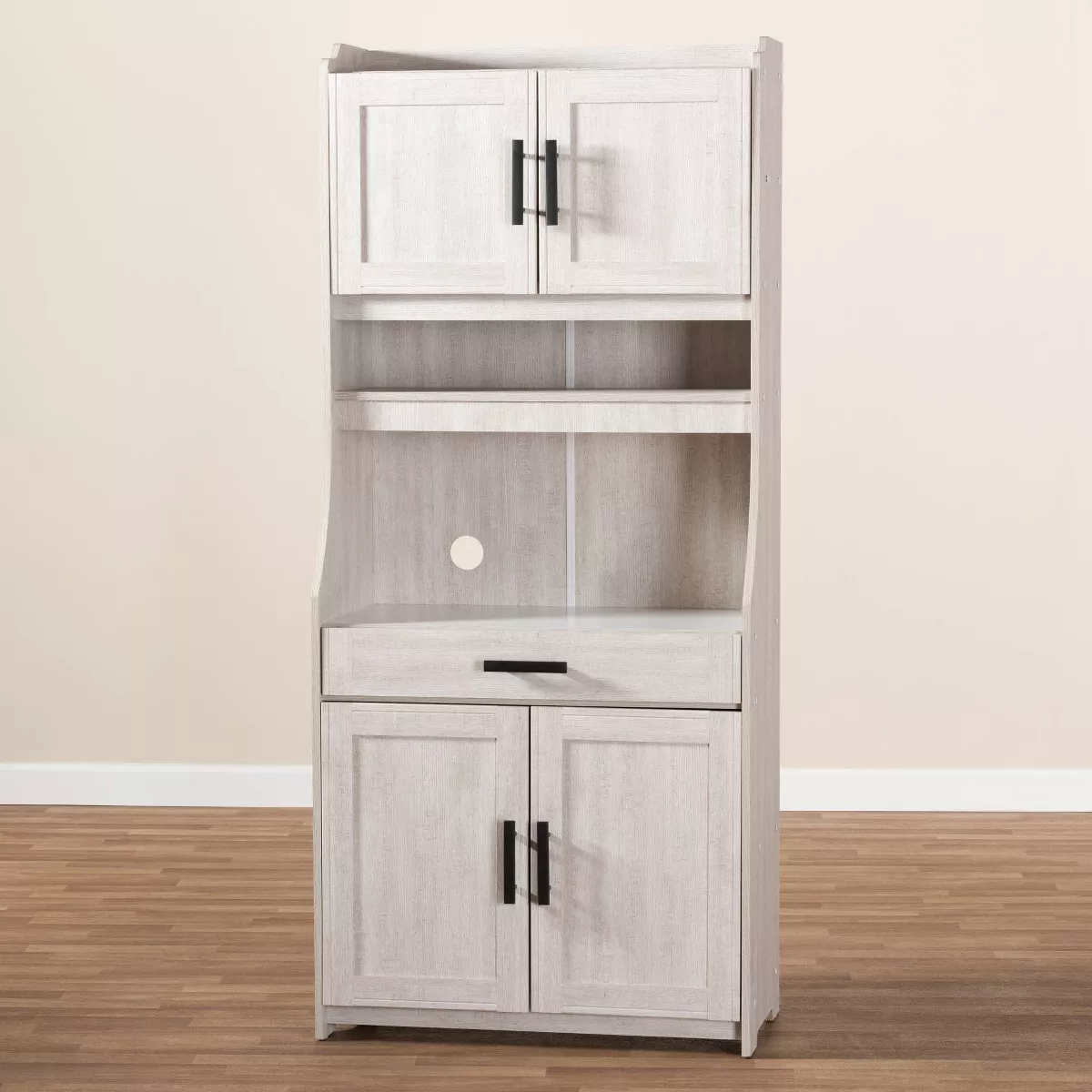 6 Shelf Portia Kitchen Storage Cabinet White - Baxton Studio