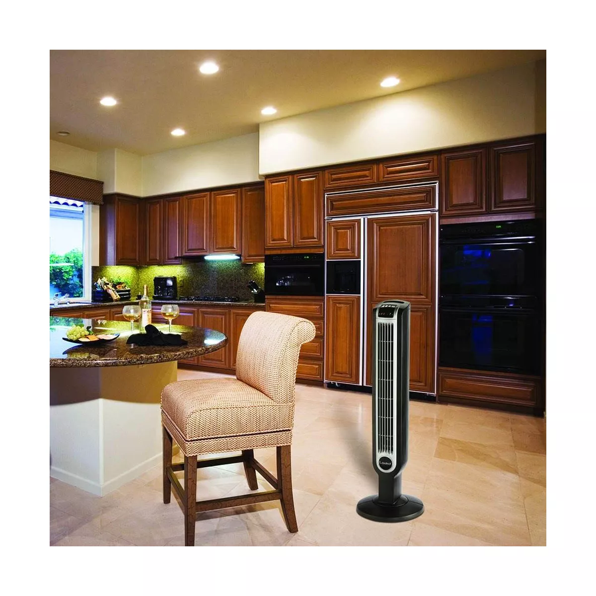 Lasko 2511 36 Inch 3-Speed Quiet Electric Programmable Widespread Oscillating Tower Fan with Remote and Touch-Control Timer for Home and Office, Black