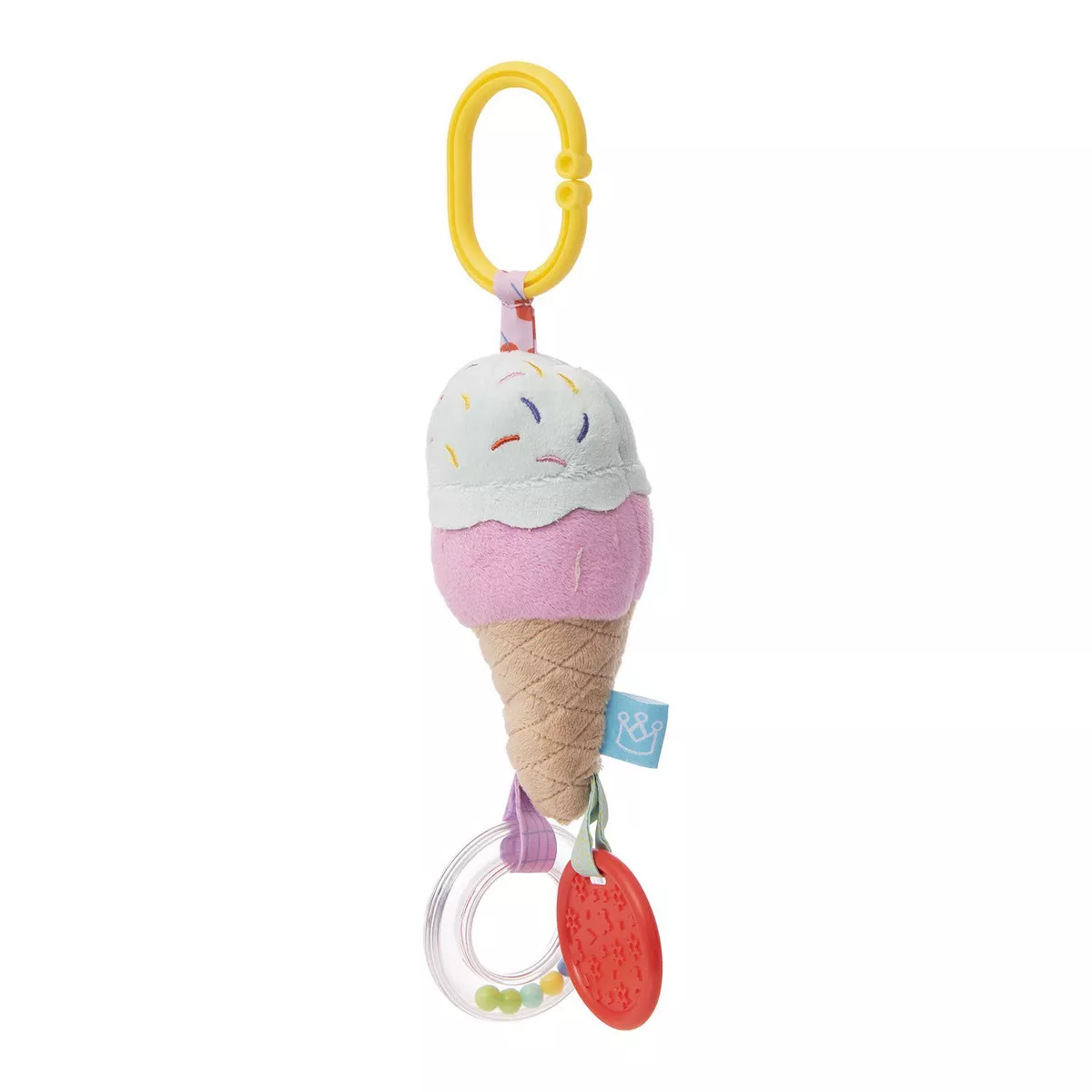 Manhattan Toy Cherry Blossom Days Ice Cream Cone Travel Toy with Rattle Ring, Cone Rattle and Textured BPA Free Teether