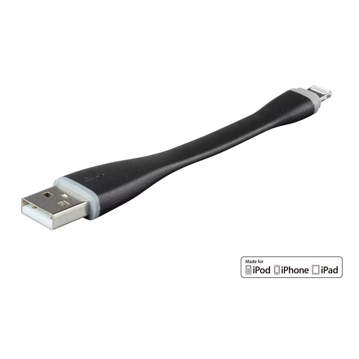 Monoprice USB & Lightning Cable - 0.35 Feet - Black | Short Length Apple MFi Certified Lightning to USB Charge & Sync Cable, iPhone X 8 8 Plus 7 7