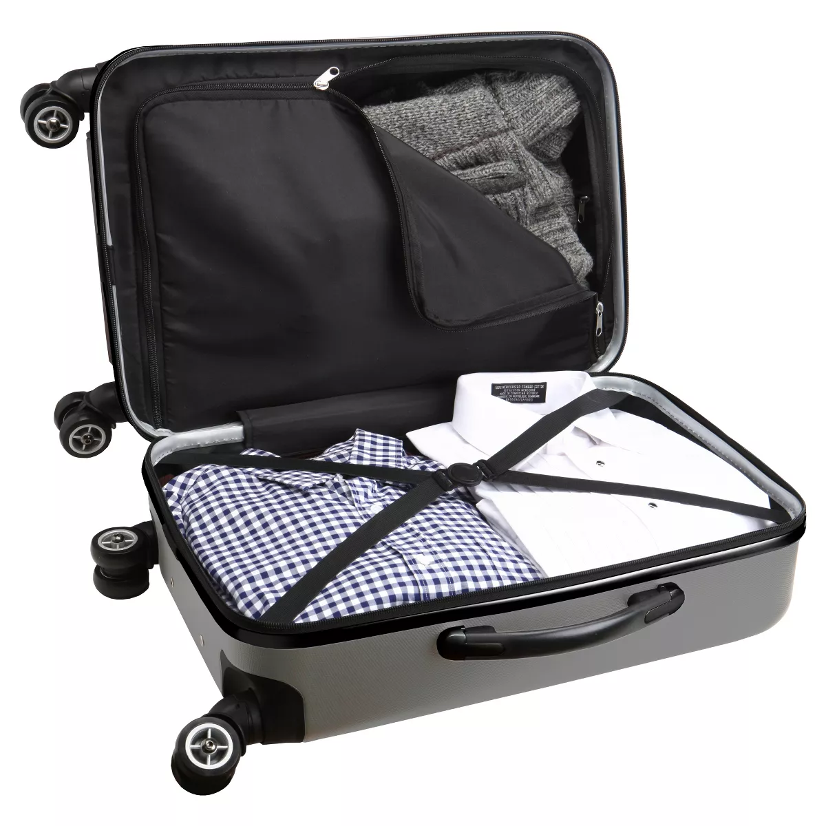 NBA San Antonio Spurs Mojo Hardcase Spinner Wheels Carry On Suitcase - Silver