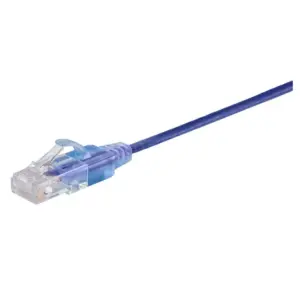 Monoprice SlimRun Cat6A Ethernet Patch Cable - Network Internet Cord - RJ45, Stranded, UTP, Pure Bare Copper Wire, 30AWG, 6in, Purple, 5-Pack