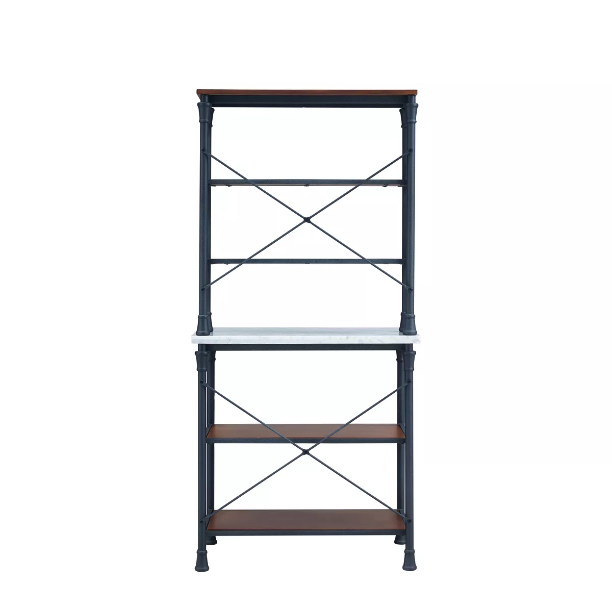 Wright Bakers Rack Rustic Gray With Dark Distressed Pine - Aiden Lane