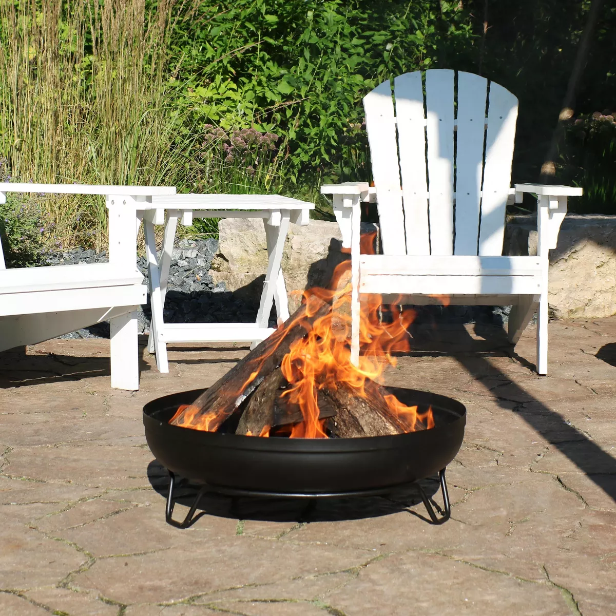 Sunnydaze Outdoor Camping or Backyard Steel with Heat-Resistant Finish Fire Pit Bowl on Stand - 23