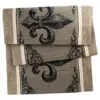Black Fleur De Lis Stripe Jacquard Table Runner - Design Imports