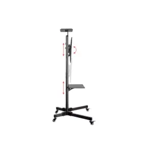 Monoprice TV Wall Mount Bracket Stand Cart With Media Shelf For TVs 32in-70in, Tilt, Max Weight 110lbs, VESA Patterns Up to 600x400, Height Adjustable
