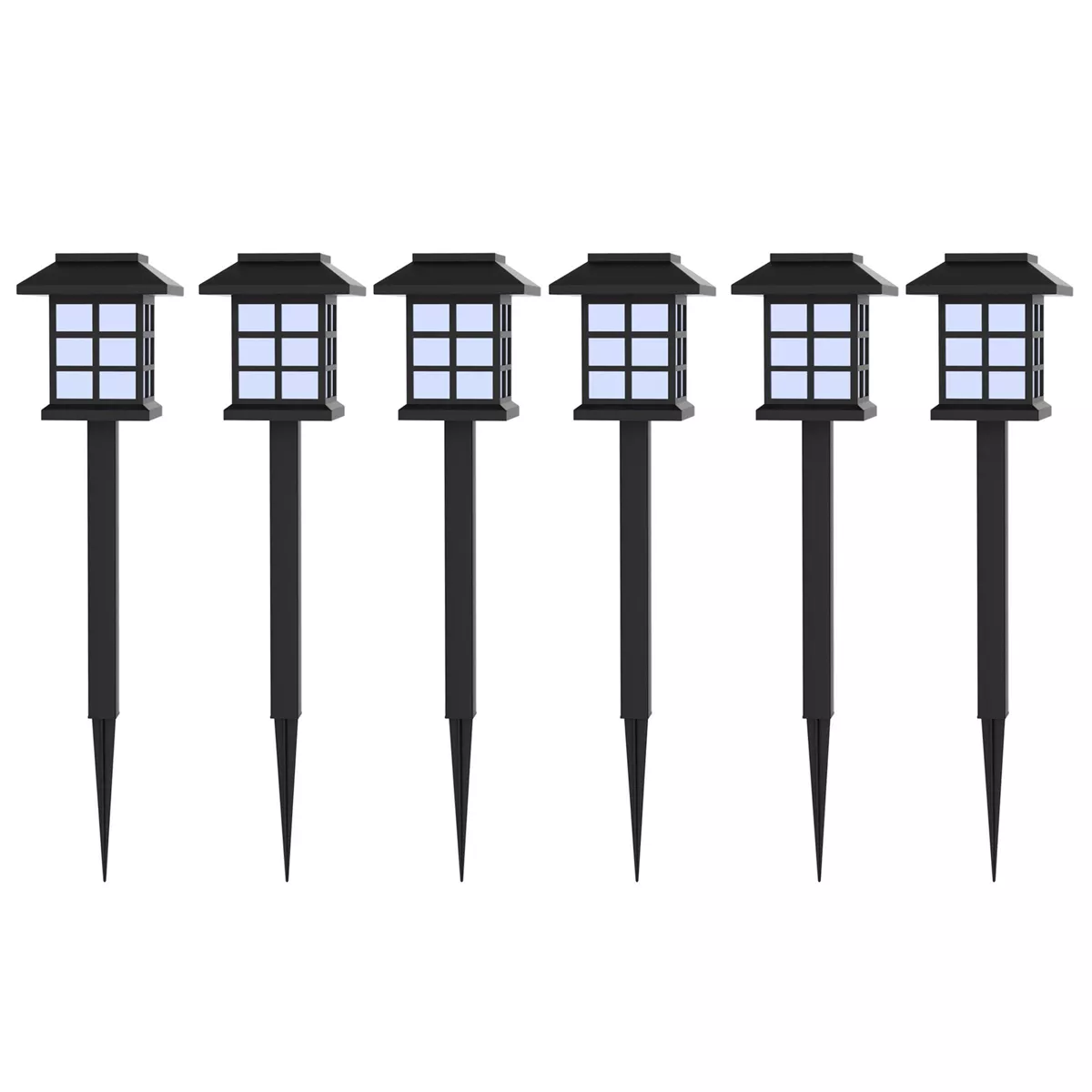 Pure Garden Outdoor LED Lantern Solar Landscaping Lights - Set of 6