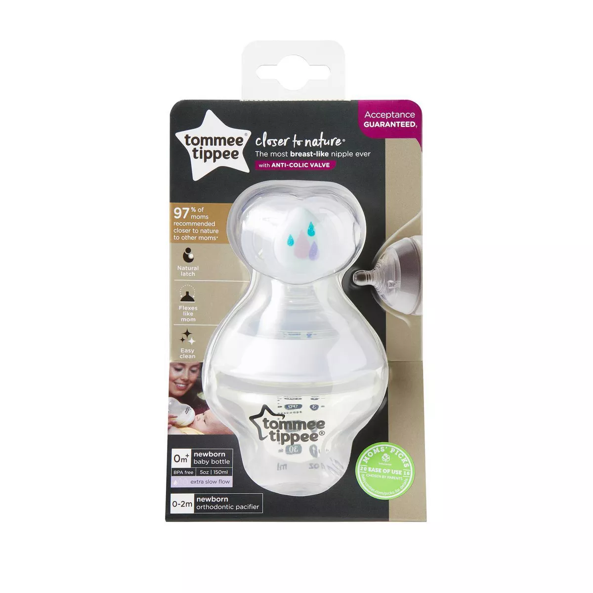 Tommee Tippee Closer to Nature Newborn Baby Bottle - 0-2 Months - 5oz