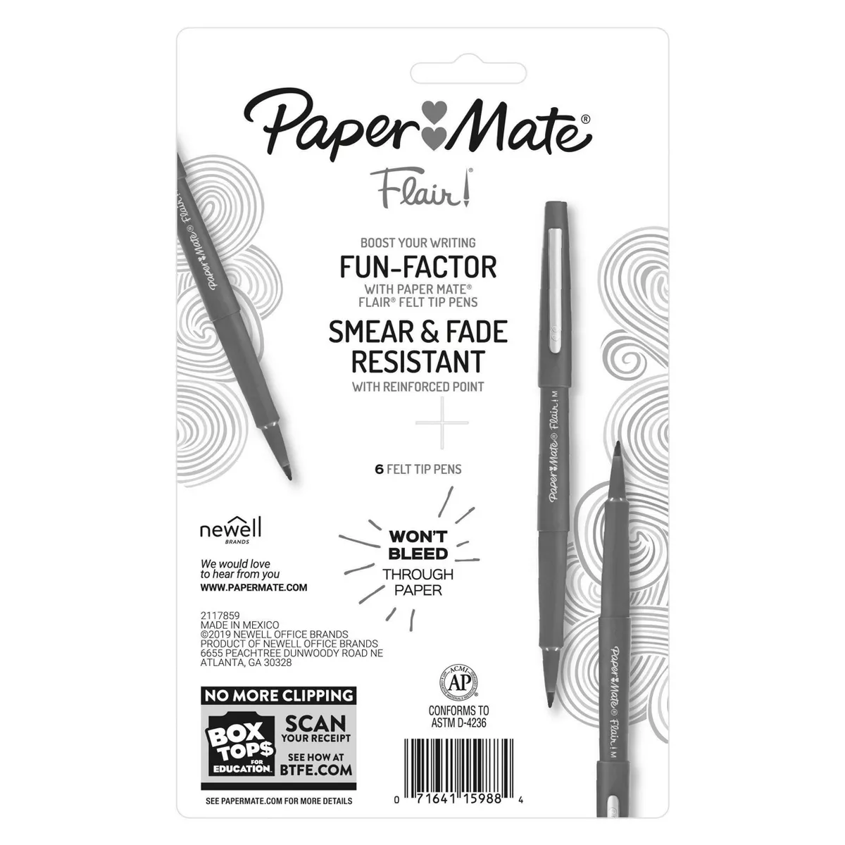 Paper Mate 6pk Marker Pens Flair Medium Tip .7mm Multicolor