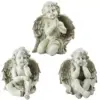Northlight Set of 3 Sitting Cherub Angel Outdoor Patio Garden Statues 11" - White