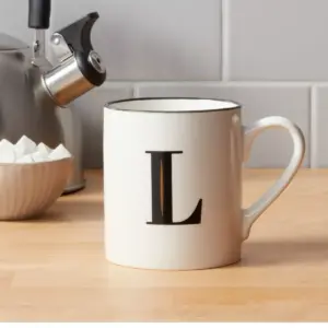 16oz Stoneware Monogram L Mug White - Threshold™