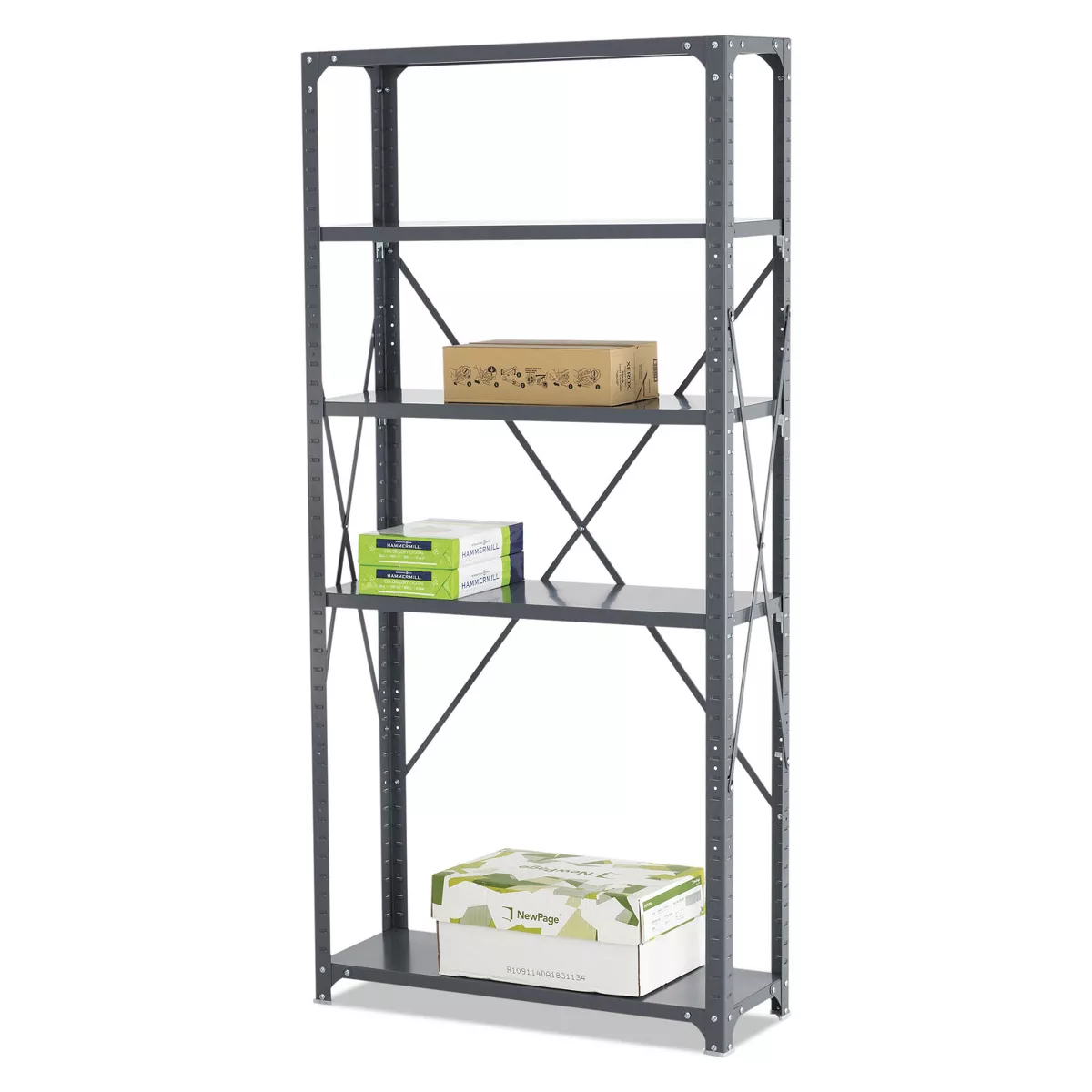 Safco Commercial Steel Shelving Unit Five-Shelf 36w x 12d x 75h Dark Gray 6265