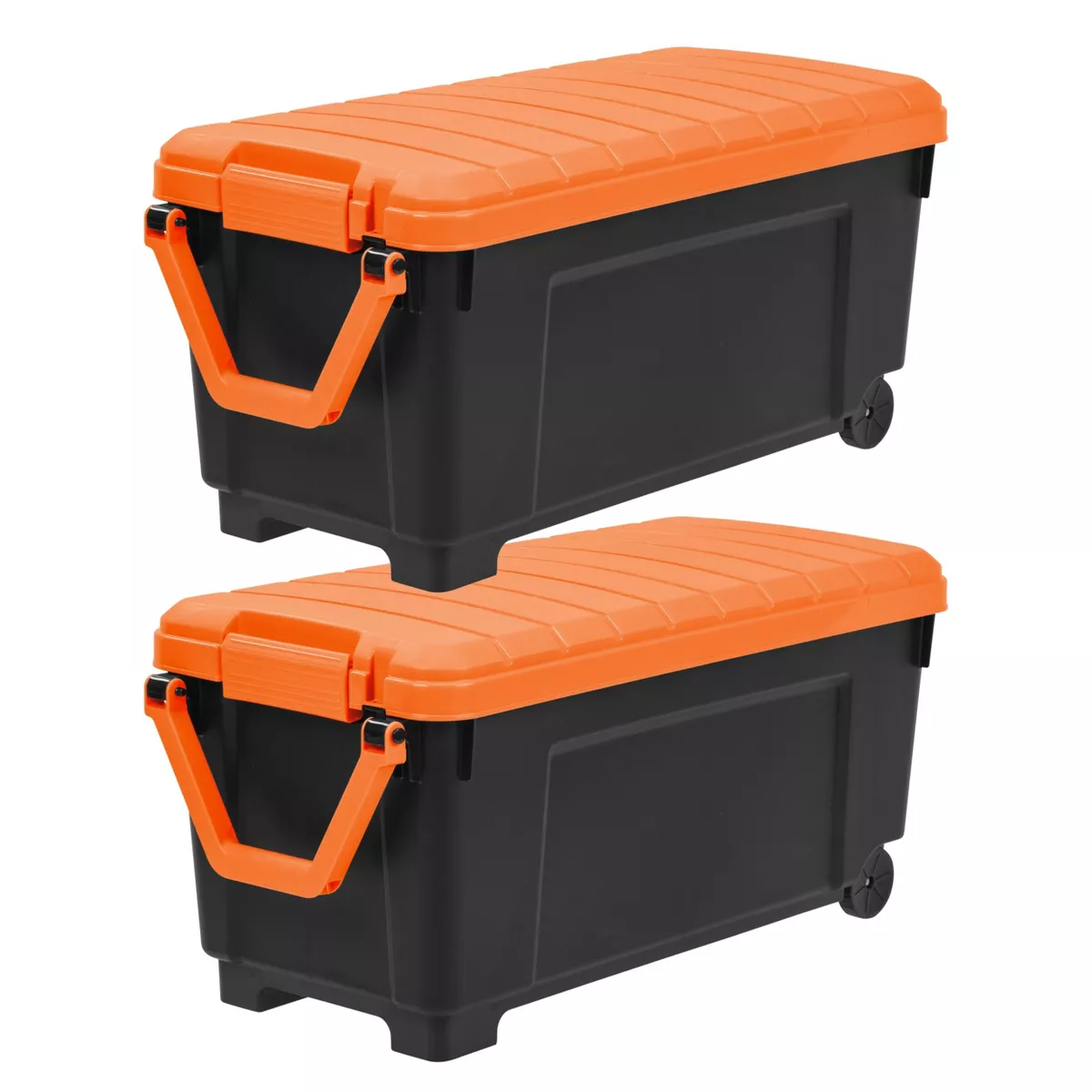 IRIS 2pk 169qt Store-It-All Rolling Storage Tote with Handle Black