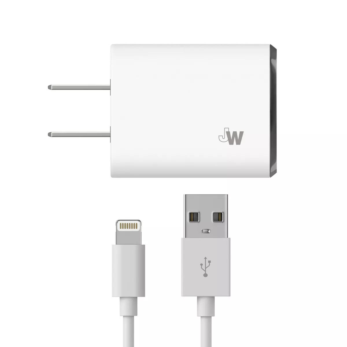 Just Wireless 2.4A/12W 1-Port USB-A Home Charger with 10ft TPU Lightning to USB-A Cable - White