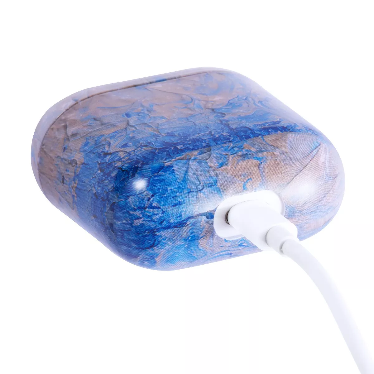 Insten Marble Case for Airpods 1 & 2, Glossy Pattern Soft TPU Skin Cover Charging Case, Gray Blue