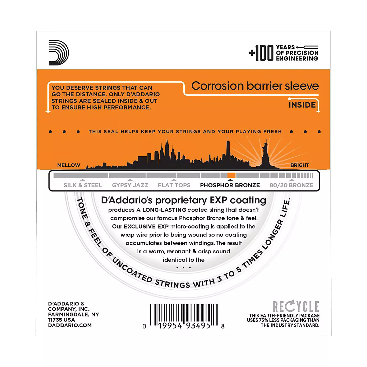 D'Addario EXP15 Coated Phosphor Bronze Extra Light Acoustic Guitar Strings