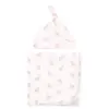 Touched by Nature Baby Organic Cotton Swaddle Blanket and Headband or Cap, Little Giraffe, One Size