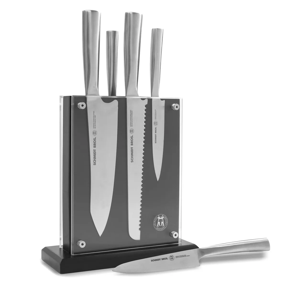 Schmidt Brothers Cutlery 6pc Stainless Steel Knife Block Set