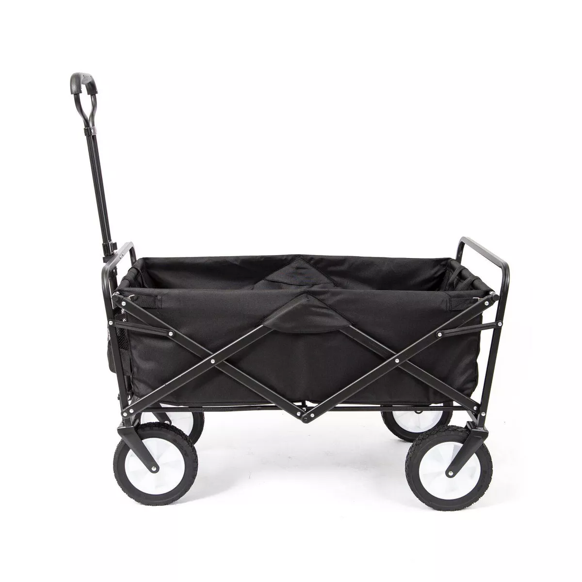 Mac Sports Heavy Duty Steel Frame Collapsible Folding 150 Pound Capacity Outdoor Camping Garden Utility Wagon Yard Cart, Black