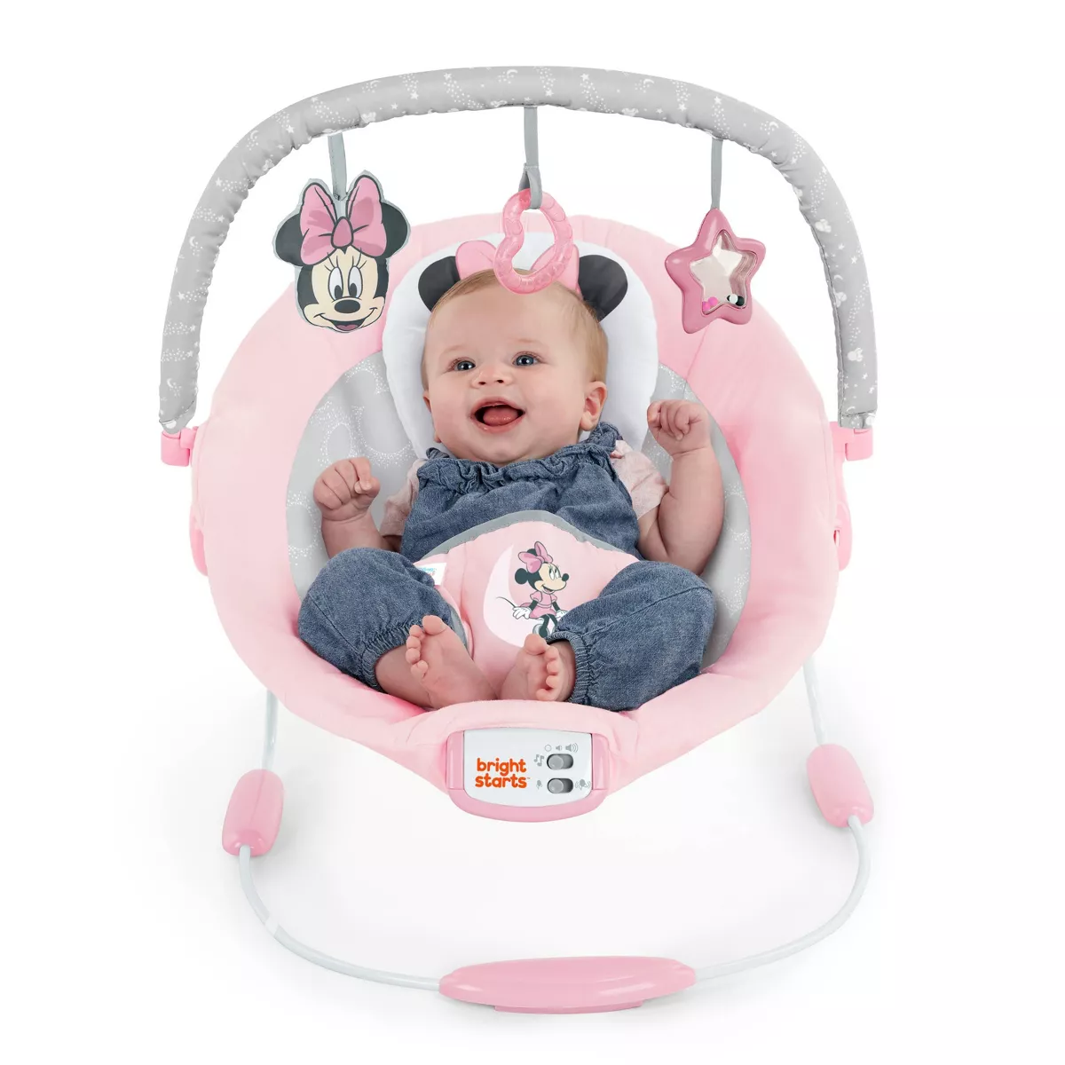 Bright Starts Minnie Mouse Rosy Skies Cradling Baby Bouncer - Pink