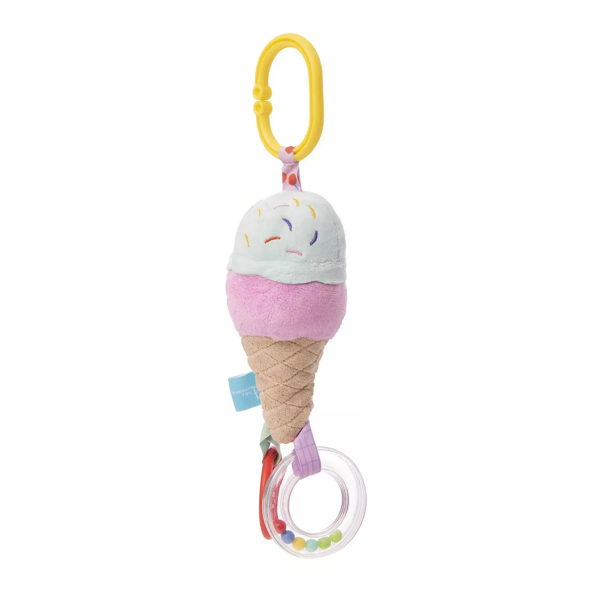 Manhattan Toy Cherry Blossom Days Ice Cream Cone Travel Toy with Rattle Ring, Cone Rattle and Textured BPA Free Teether