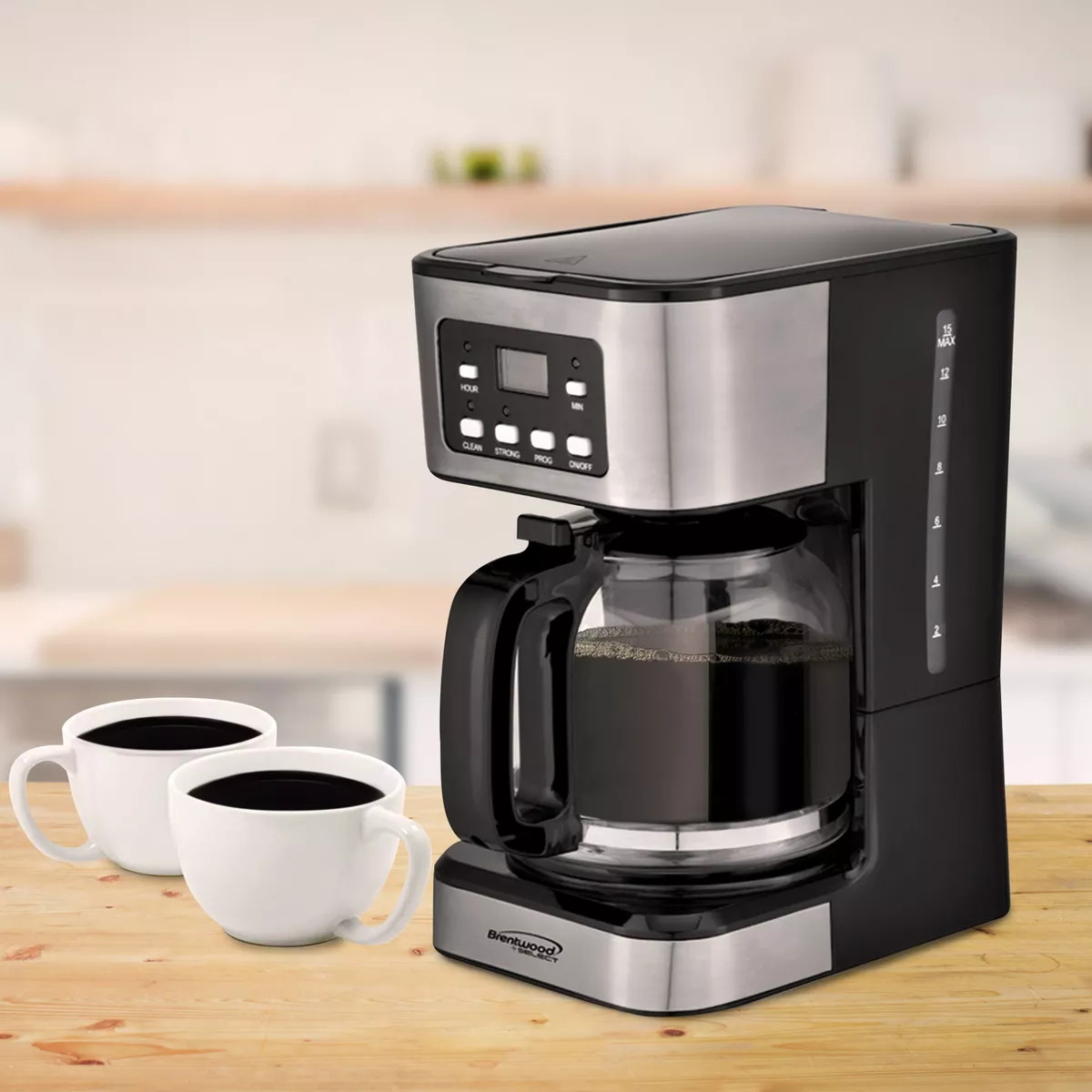 Brentwood 12 Cup Digital Coffee Maker in Black