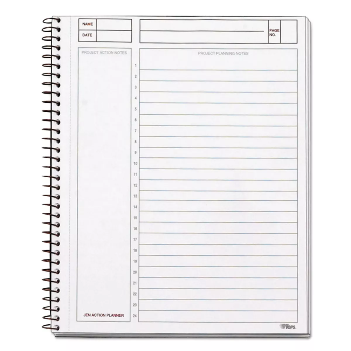 Tops JEN Action Planner Ruled 6 3/4 x 8 1/2 White 84 Sheets 63827