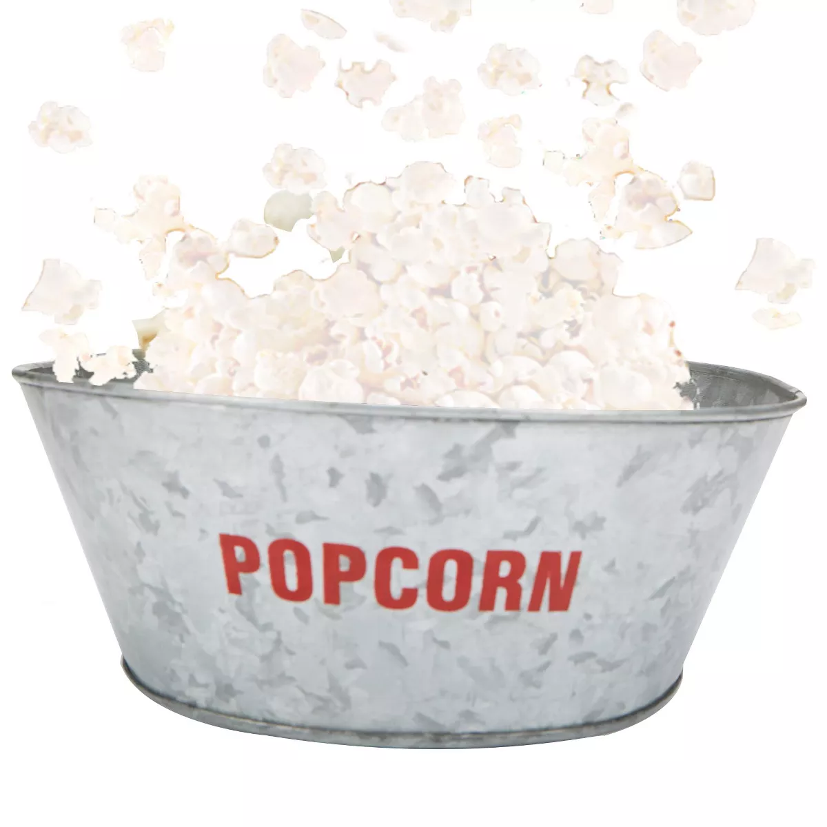 Mind Reader Galvanized Popcorn Bowl, Silver - 2 Pack