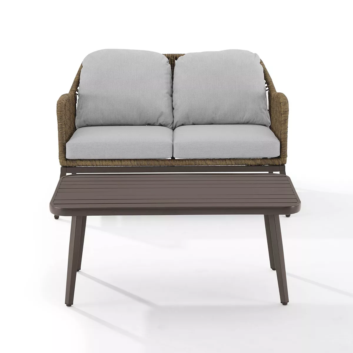 Haven 2pc Outdoor Wicker Conversation Set - Light Gray - Crosley
