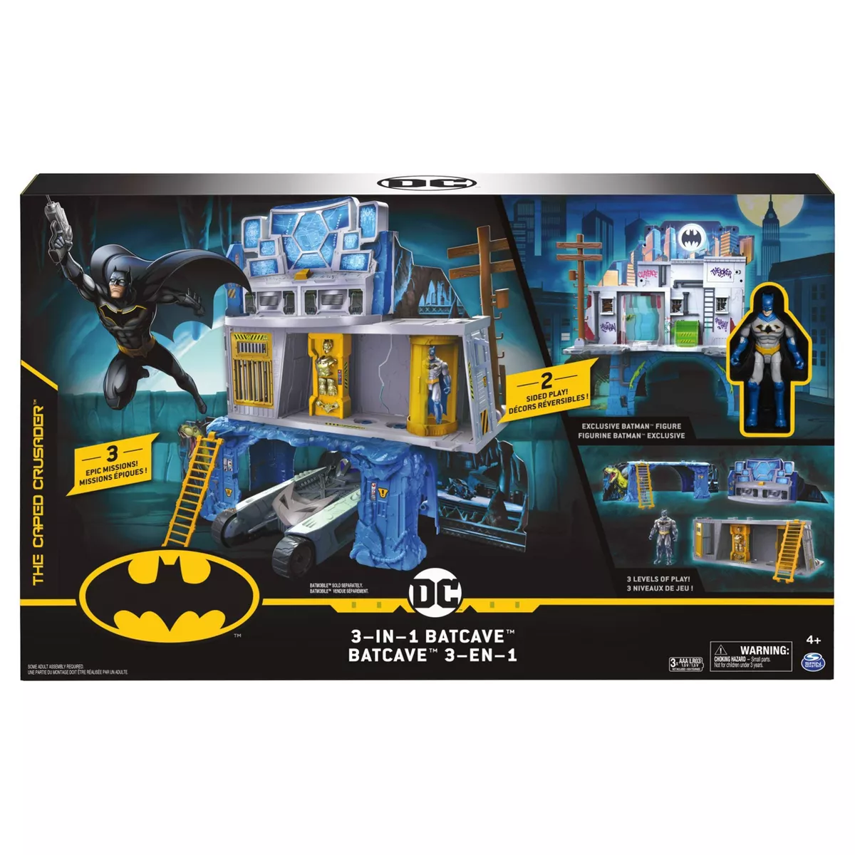 BATMAN 3-in-1 Batcave Playset with Exclusive 4
