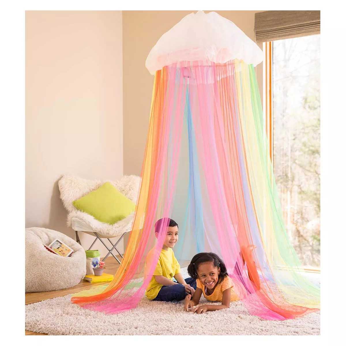 HearthSong - Rainbow Hideaway Canopy with LED Lights