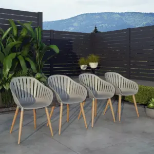 Newhaven 7pc Patio Dining Set with Rectangular Table & Teak Finish - Amazonia