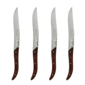 4pk Stainless Steel Laguiole Connoisseur Rosewood Steak Knives Brown - French Home