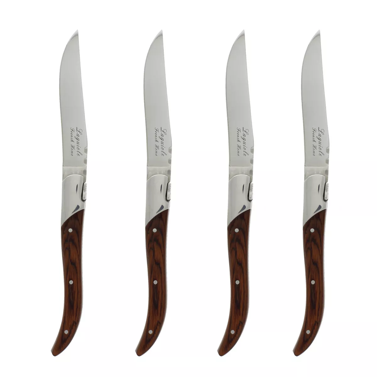4pk Stainless Steel Laguiole Connoisseur Rosewood Steak Knives Brown - French Home