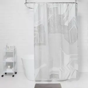 Broken Lines Shower Curtain Gray - Room Essentials™