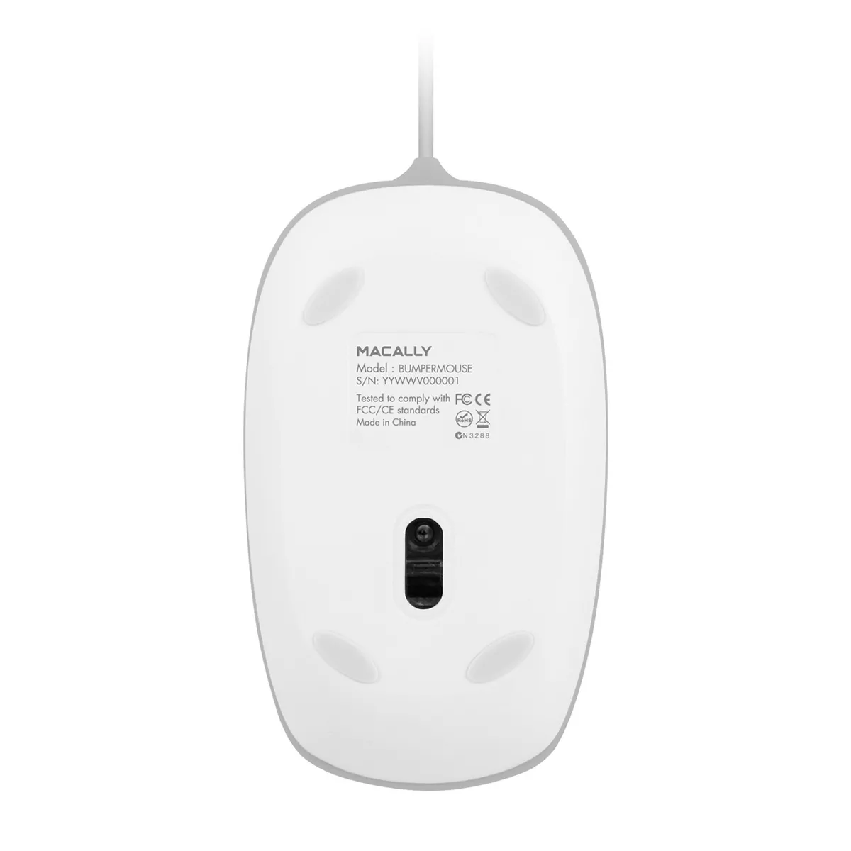 Macally Wired USB-A Optical Mouse With Smooth Soft Keys and Scroll Wheel