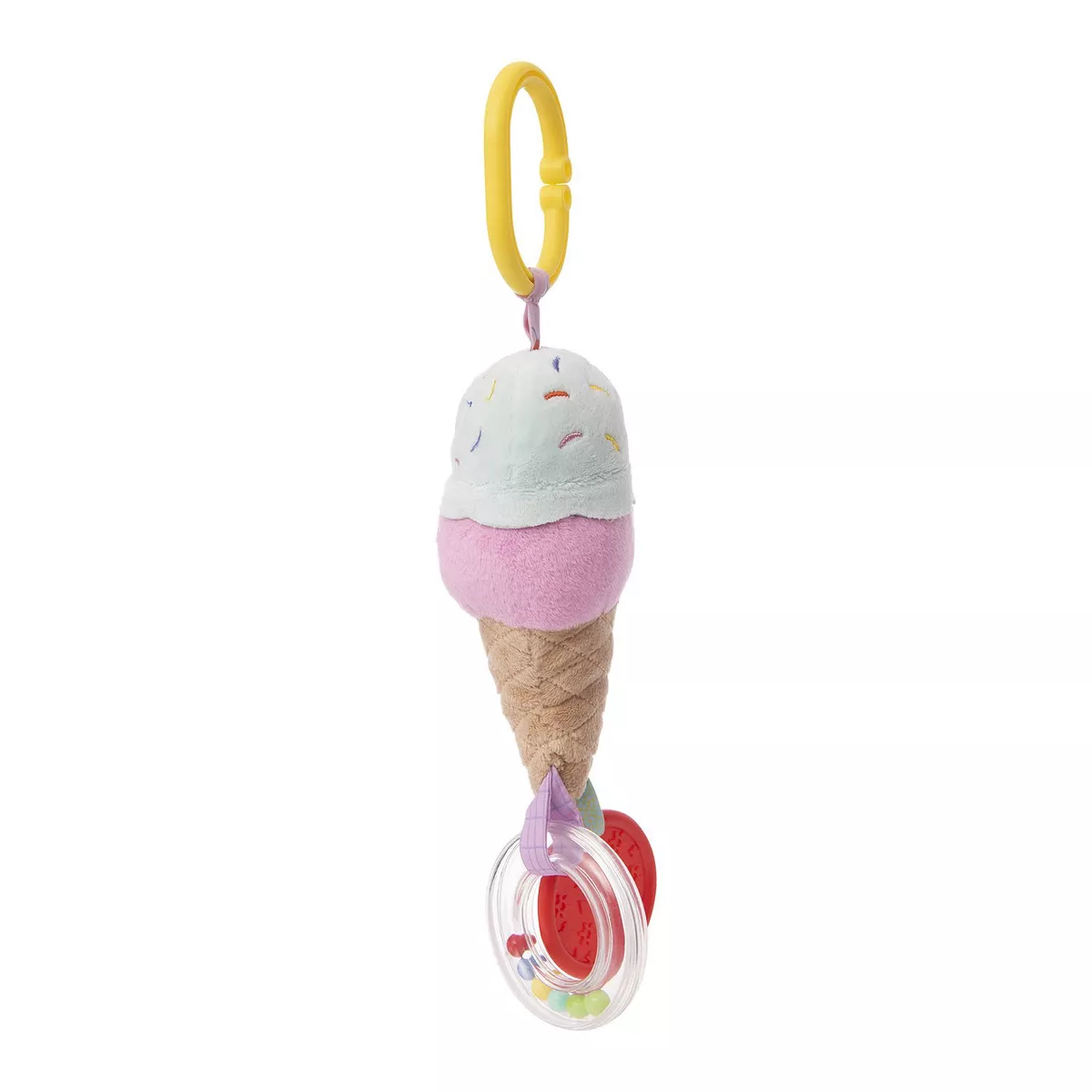 Manhattan Toy Cherry Blossom Days Ice Cream Cone Travel Toy with Rattle Ring, Cone Rattle and Textured BPA Free Teether