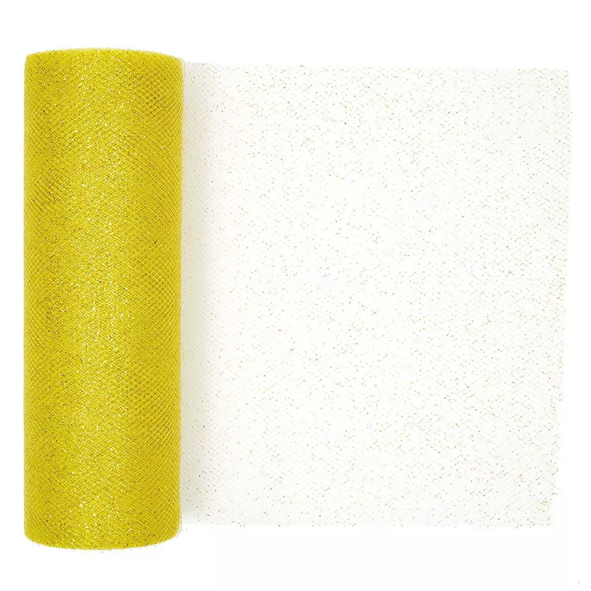 Bright Creations 6 Pack Gold Glitter Tulle Fabric Rolls for Arts and Crafts (6 in x 10 Yards)