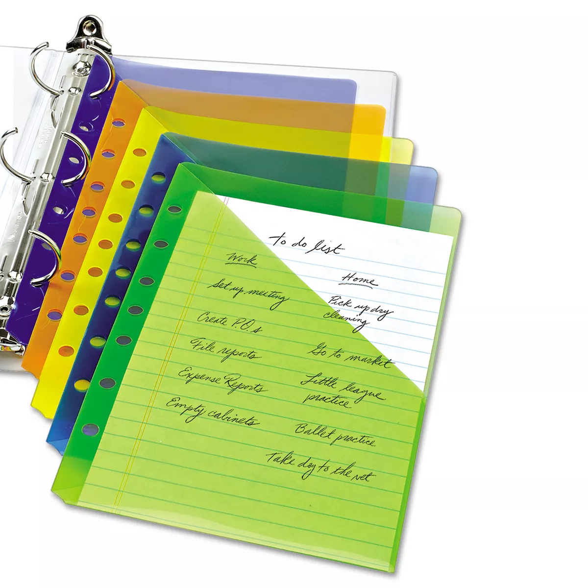 Avery Small Binder Pockets Standard 7-Hole Punched Assorted 5 1/2 x 9 1/4 5/Pack 75307