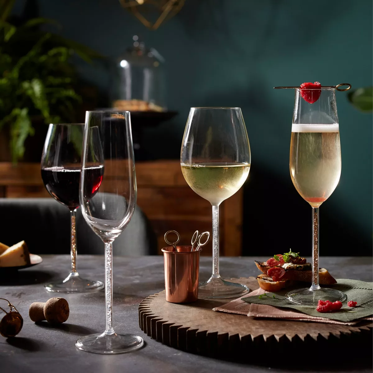 Libbey Glint Gold Stem Wine Glasses 15oz - Set of 2
