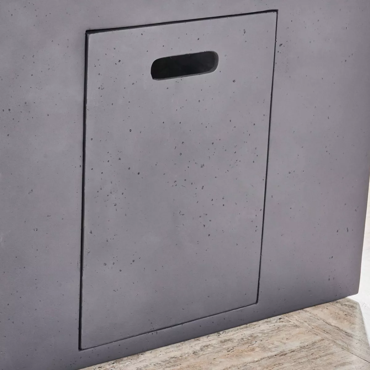 Aidan Outdoor Square Lightweight Concrete Gas Burning Fire Pit - Dark Gray - Christopher Knight Home