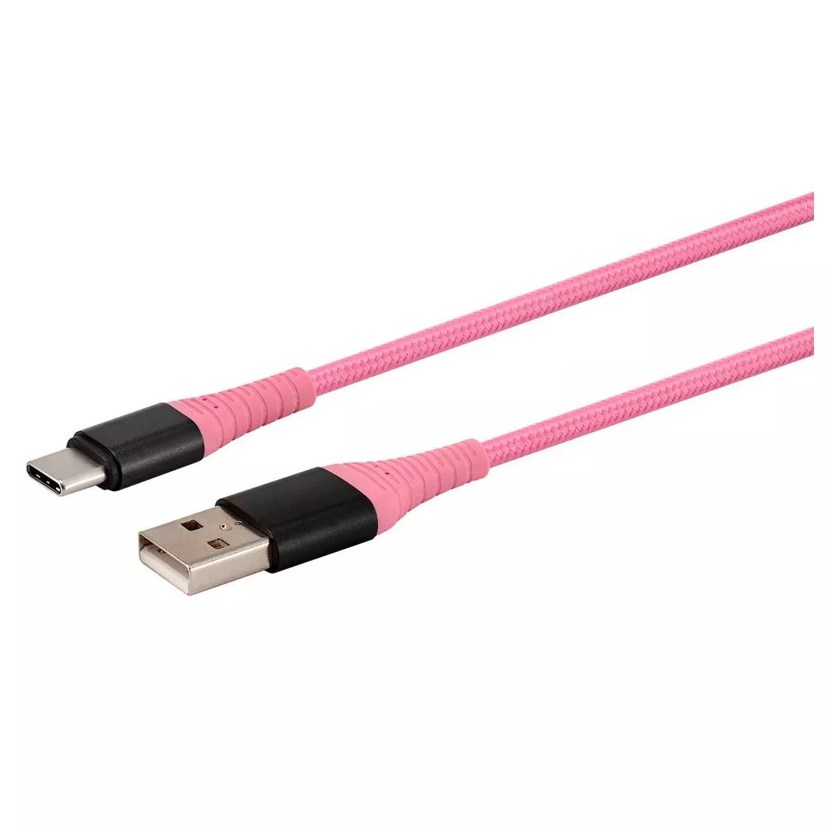 Monoprice USB 2.0 Type C to Type A Charge and Sync Cable - 1.5 Feet - Pink, Durable, Kevlar-Reinforced Nylon-Braid - AtlasFlex Series