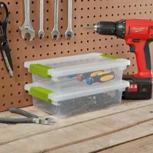 Sterilite Small Clip Box Clear with Green Latches